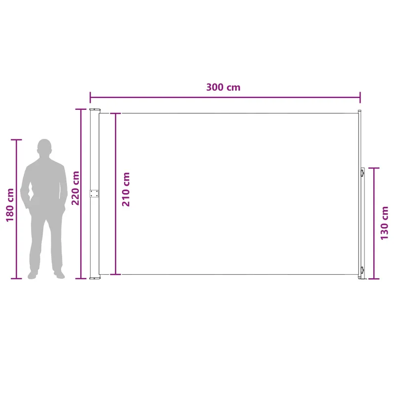 Ištraukiama šoninė užuolaida Taupe 300 x 220 cm Poliesteris