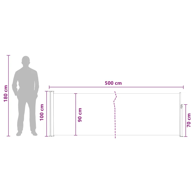 Ištraukiama šoninė užuolaida Taupe 500 x 100 cm Poliesteris