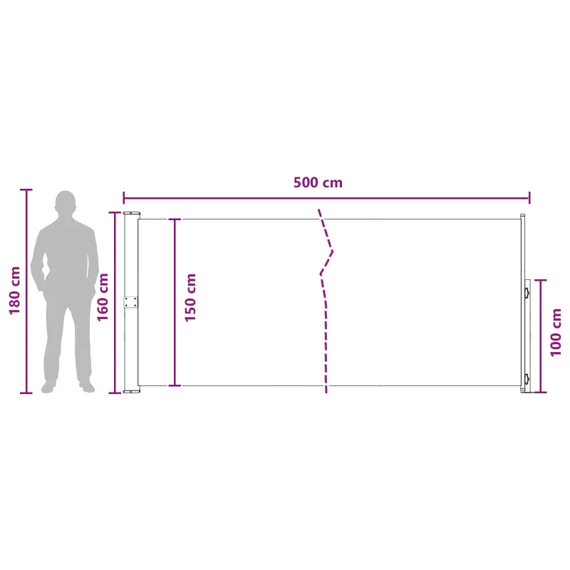 Ištraukiama šoninė užuolaida Taupe 500 x 160 cm Poliesteris