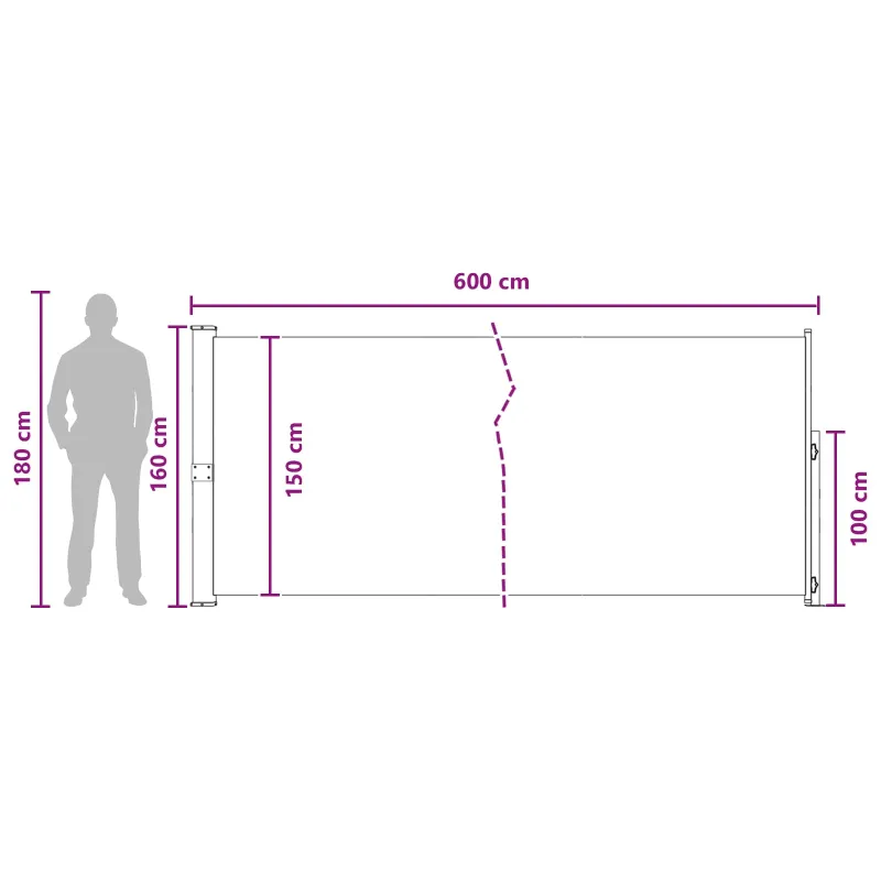 Ištraukiama šoninė užuolaida Taupe 600 x 160 cm Poliesteris
