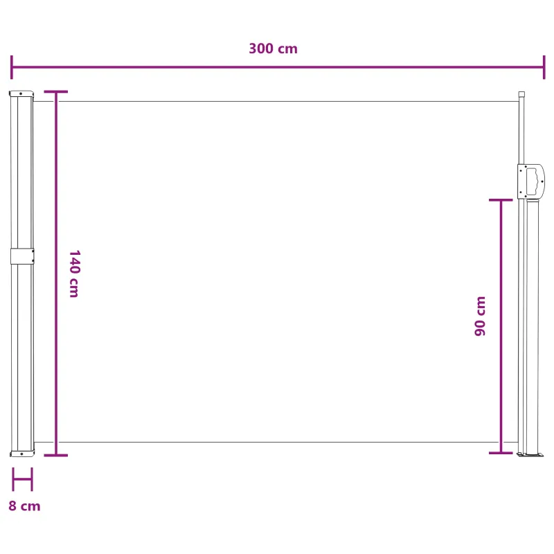 Ištraukiama šoninė užuolaida Pilka 300 x 140 cm Poliesteris