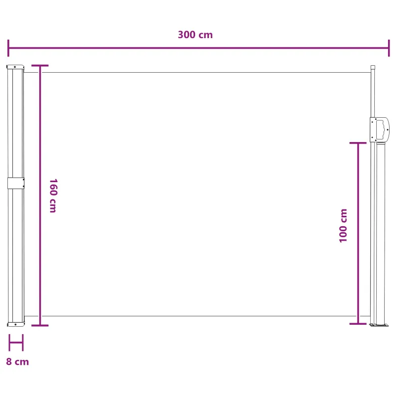 Ištraukiama šoninė užuolaida Pilka 300 x 160 cm Poliesteris