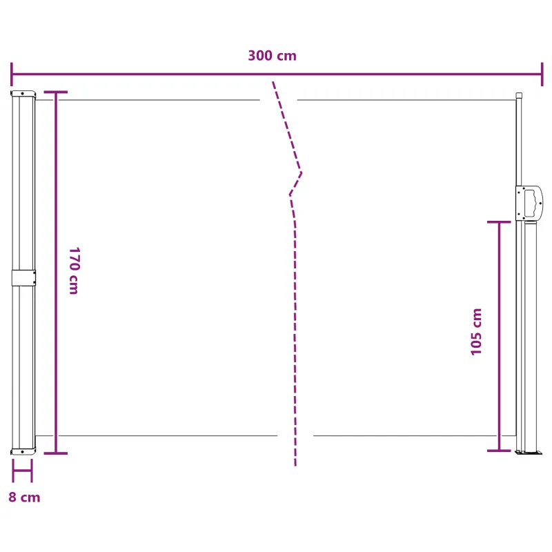 Ištraukiama šoninė užuolaida Pilka 300 x 170 cm Poliesteris