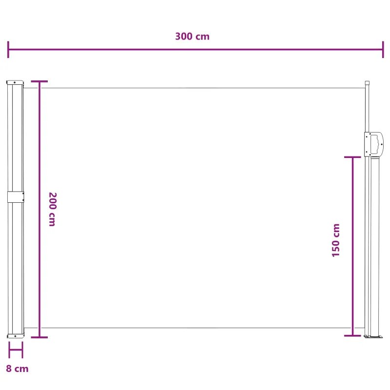 Ištraukiama šoninė užuolaida Smėlio 300 x 200 cm Poliesteris