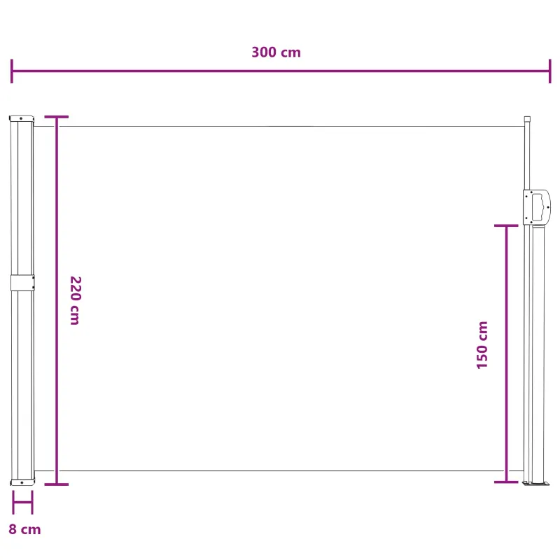 Ištraukiama šoninė užuolaida Pilka 300 x 220 cm Poliesteris