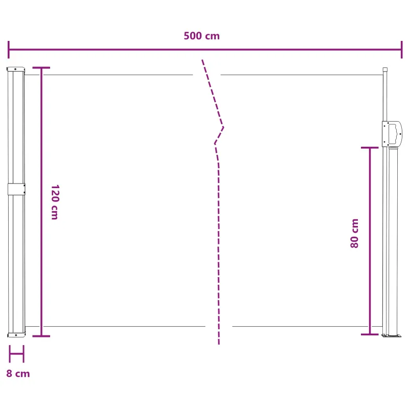Ištraukiama šoninė užuolaida Pilka 500 x 120 cm Poliesteris