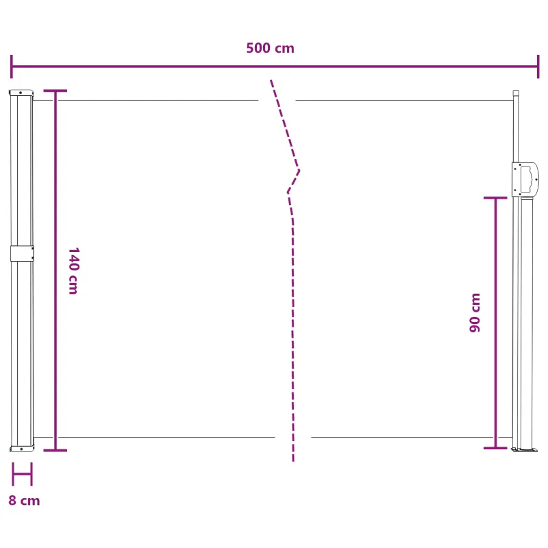Ištraukiama šoninė užuolaida Pilka 500 x 140 cm Poliesteris