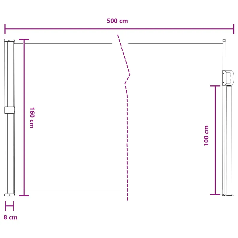 Ištraukiama šoninė užuolaida Pilka 500 x 160 cm Poliesteris