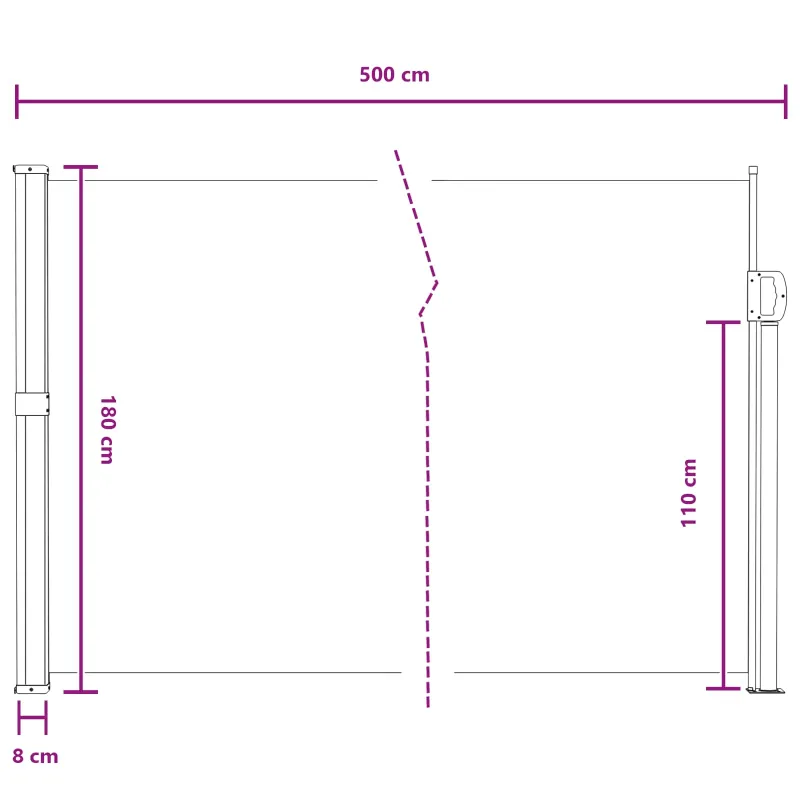 Ištraukiama šoninė užuolaida Smėlio 500 x 180 cm Poliesteris