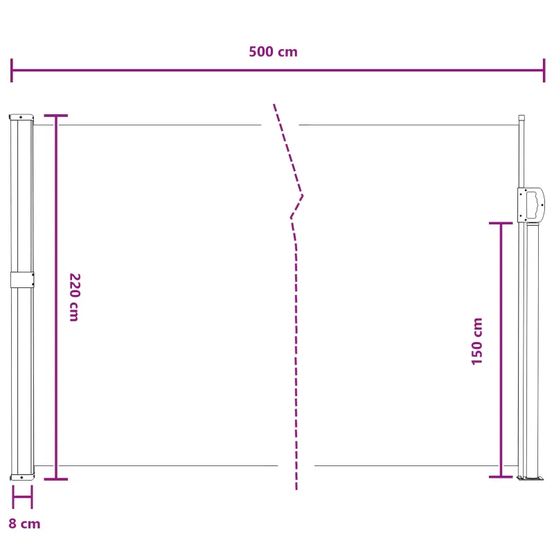 Ištraukiama šoninė užuolaida Smėlio 500 x 220 cm Poliesteris