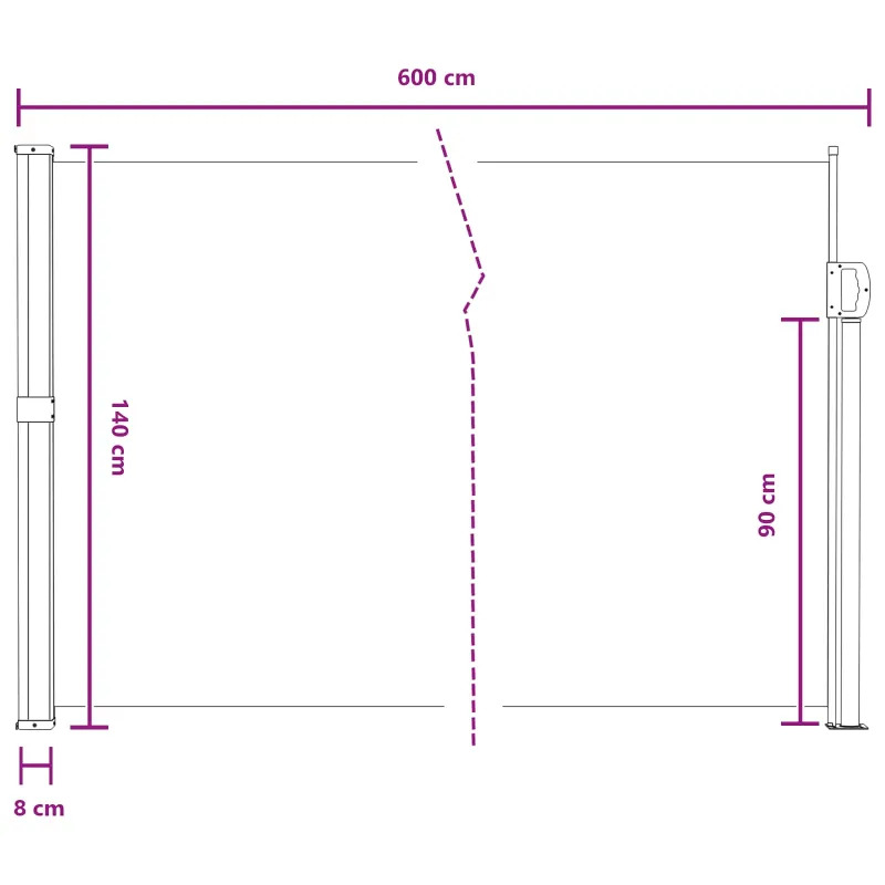 Ištraukiama šoninė užuolaida Smėlio 600 x 140 cm Poliesteris