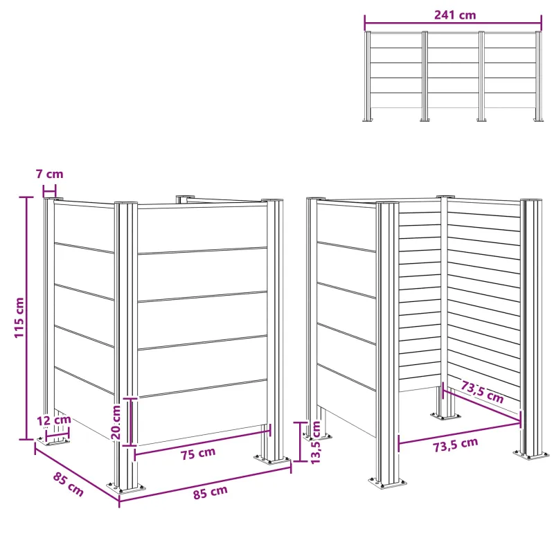 Atliekų konteinerio tvora Ruda 85 x 85 x 115 cm Alavas ir WPC