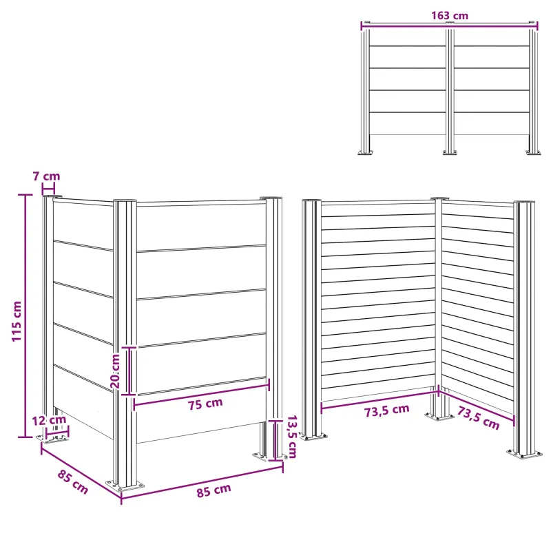 Atliekų konteinerio tvora Ruda 85 x 85 x 115 cm Alavas ir WPC