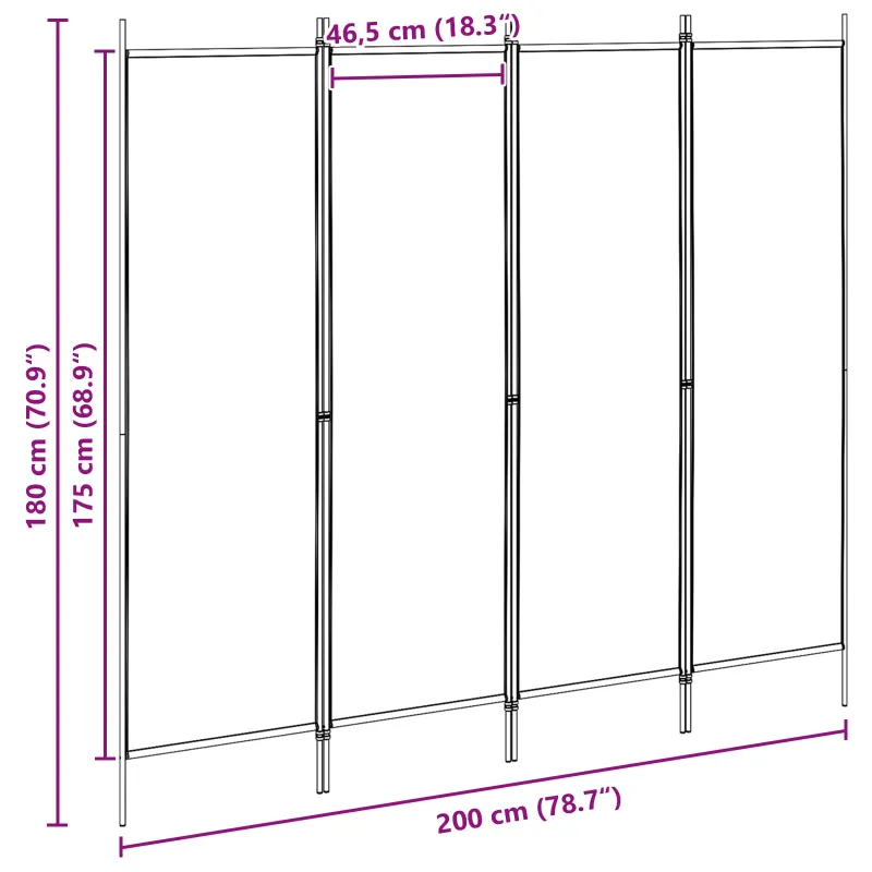 4-skydelis kambario skirstytuvas Smėlio 200 x 180 cm Audinys