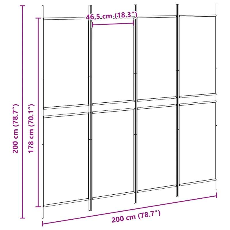 4-skydelis kambario skirstytuvas Smėlio 200 x 200 cm Audinys