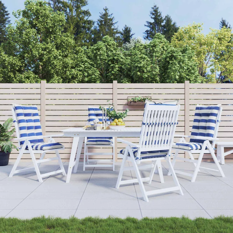 Lauko pagalvė 4 pcs Mėlyna ir balta 120 x 50 x 7 cm Audinys