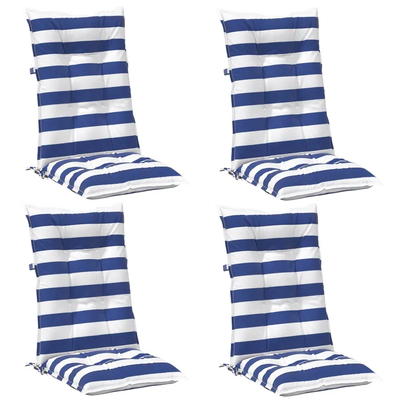 Lauko pagalvė 4 pcs Mėlyna ir balta 120 x 50 x 7 cm Audinys