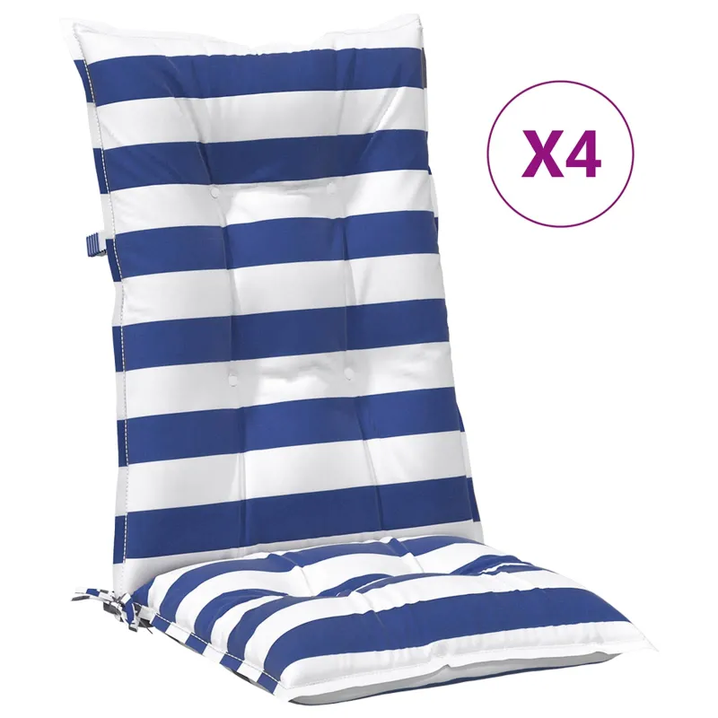 Lauko pagalvė 4 pcs Mėlyna ir balta 120 x 50 x 7 cm Audinys