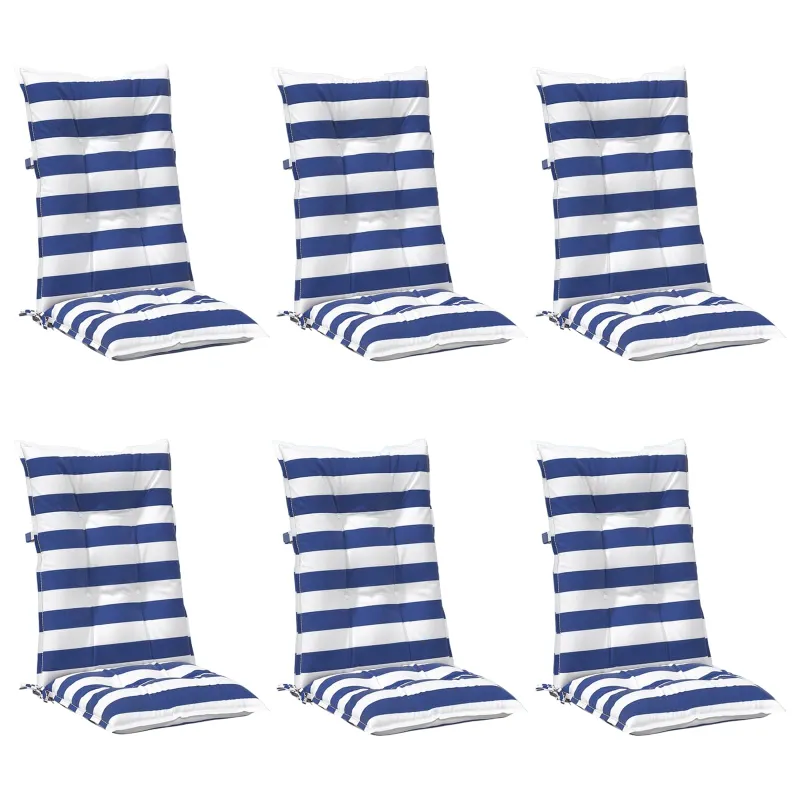 Lauko pagalvė 6 pcs Mėlyna ir balta 120 x 50 x 7 cm Audinys