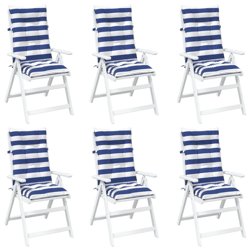 Lauko pagalvė 6 pcs Mėlyna ir balta 120 x 50 x 7 cm Audinys