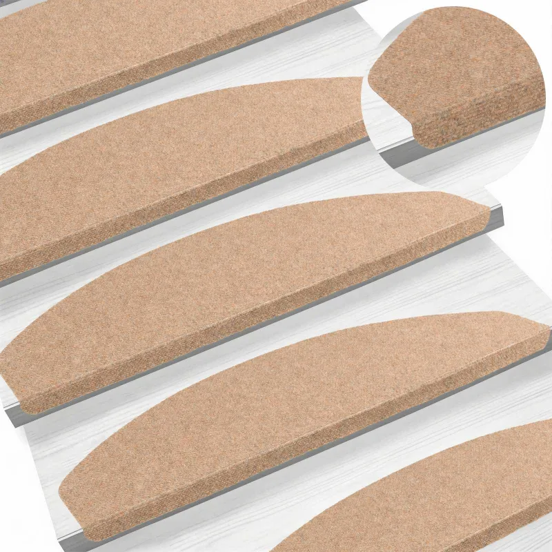 Savaime prilipantys laiptų kilimėliai Pusapvalis 15 pcs Smėlio