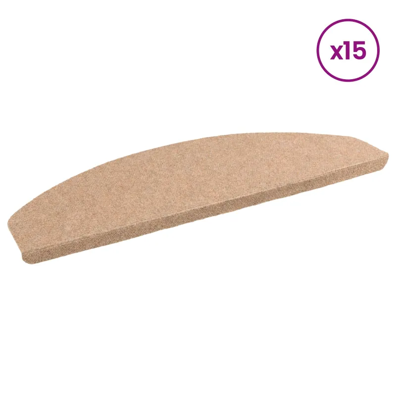 Savaime prilipantys laiptų kilimėliai Pusapvalis 15 pcs Smėlio