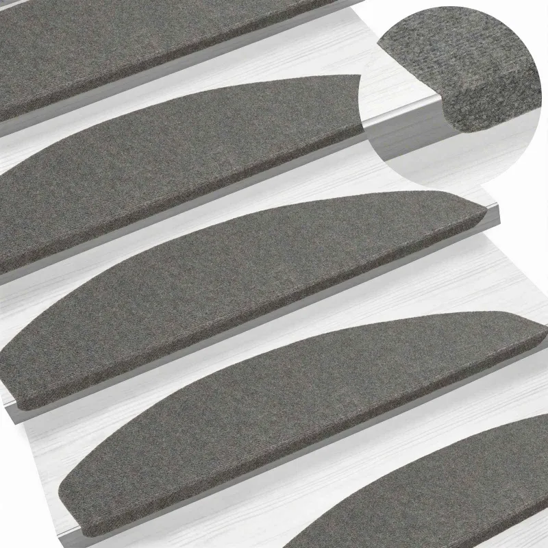 Savaime prilipantys laiptų kilimėliai Pusapvalis 15 pcs Pilka