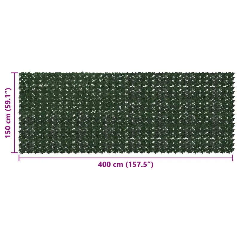 Balkono ekranas su lapais Tamsiai žalia 400 x 150 cm
