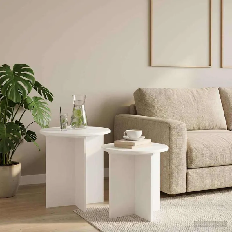 Šoninių staliukų komplektas su saugykla 2 pcs Dirbtinė mediena