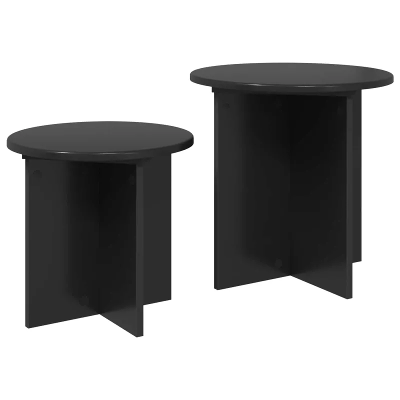Šoninių staliukų komplektas su saugykla 2 pcs Juodojo ąžuolo