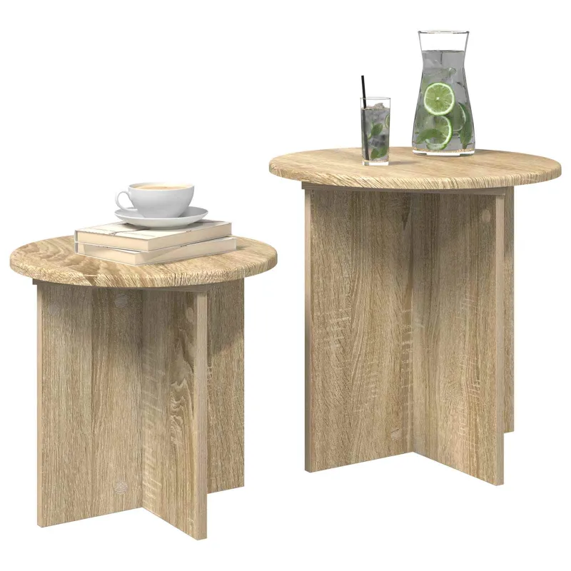 Šoninių staliukų komplektas su saugykla 2 pcs Sonoma ąžuolas
