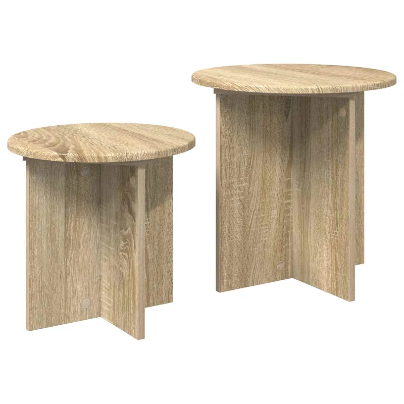 Šoninių staliukų komplektas su saugykla 2 pcs Sonoma ąžuolas