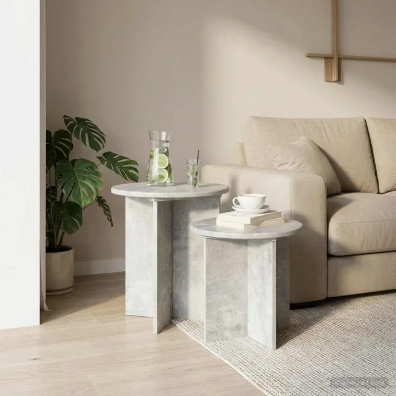Šoninių staliukų komplektas 2 pcs Betono pilka Dirbtinė mediena