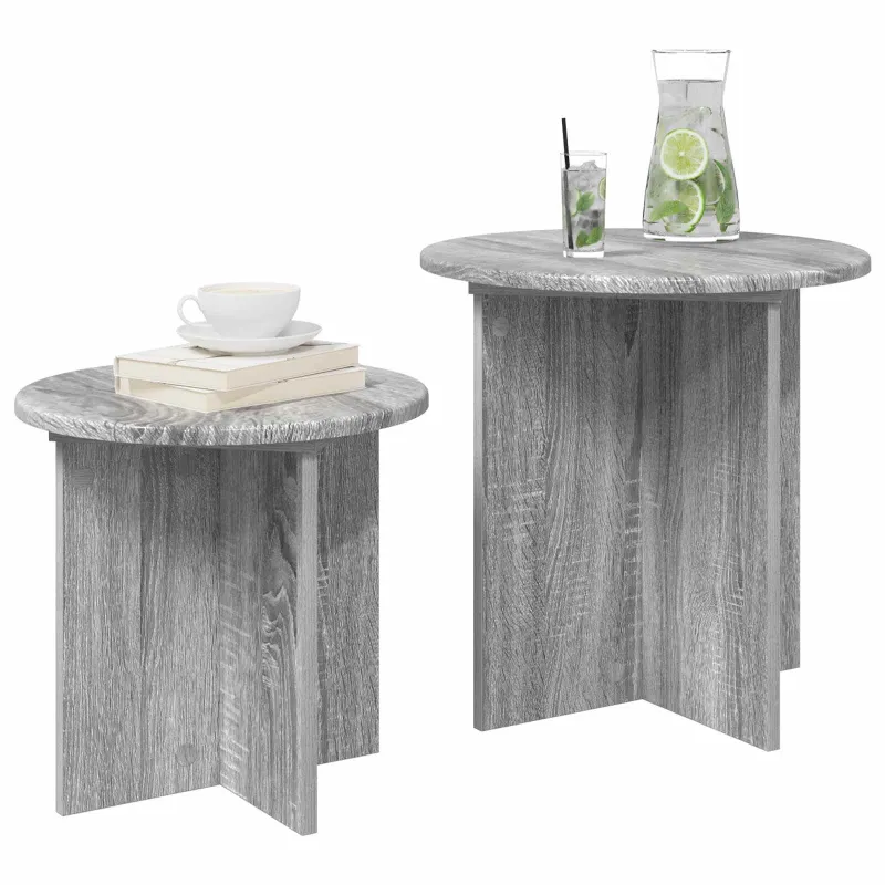 Šoninių staliukų komplektas 2 pcs Pilka sonoma ąžuolo