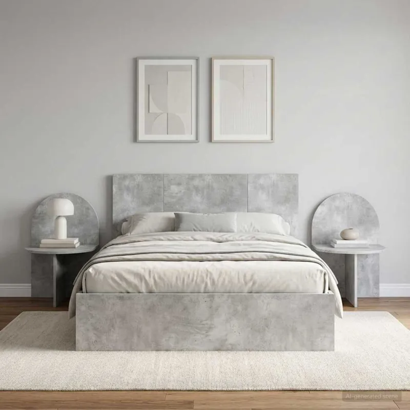 Naktinis staliukas 2 pcs Betono pilka 48 x 49 x 65 cm