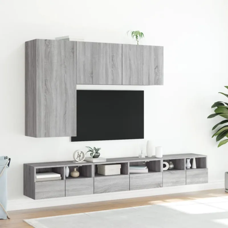Sieninės TV spintelės, 2vnt., pilkos, 60x30x30cm, mediena