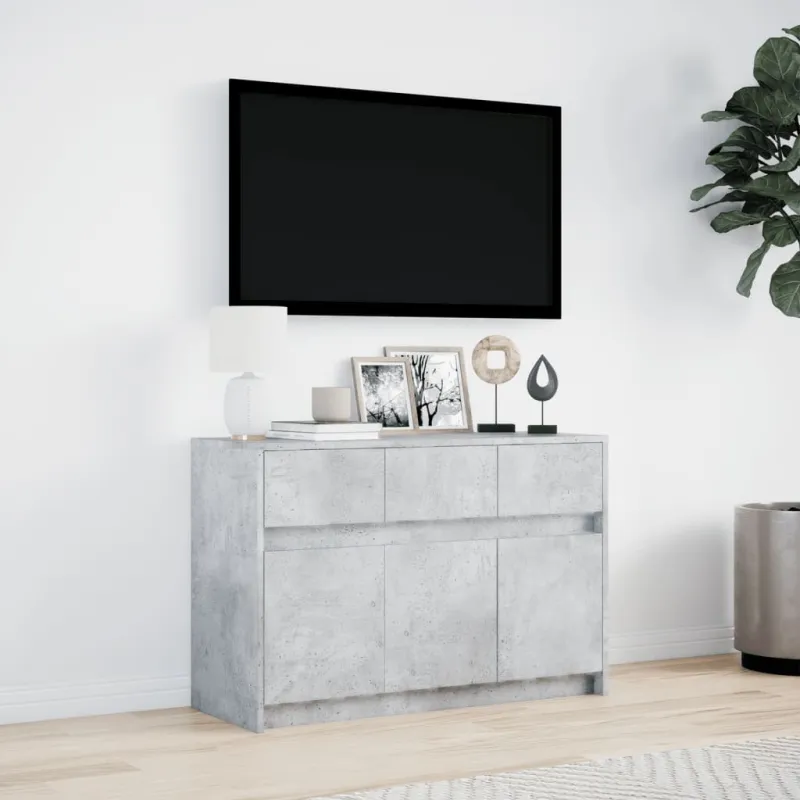 Televizoriaus spintelė su LED, betono, 91x34x61cm, mediena
