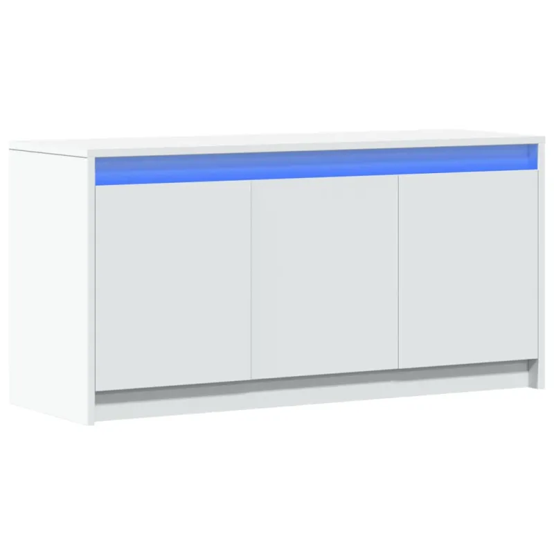 Televizoriaus spintelė su LED, balta, 100x34x50cm, mediena