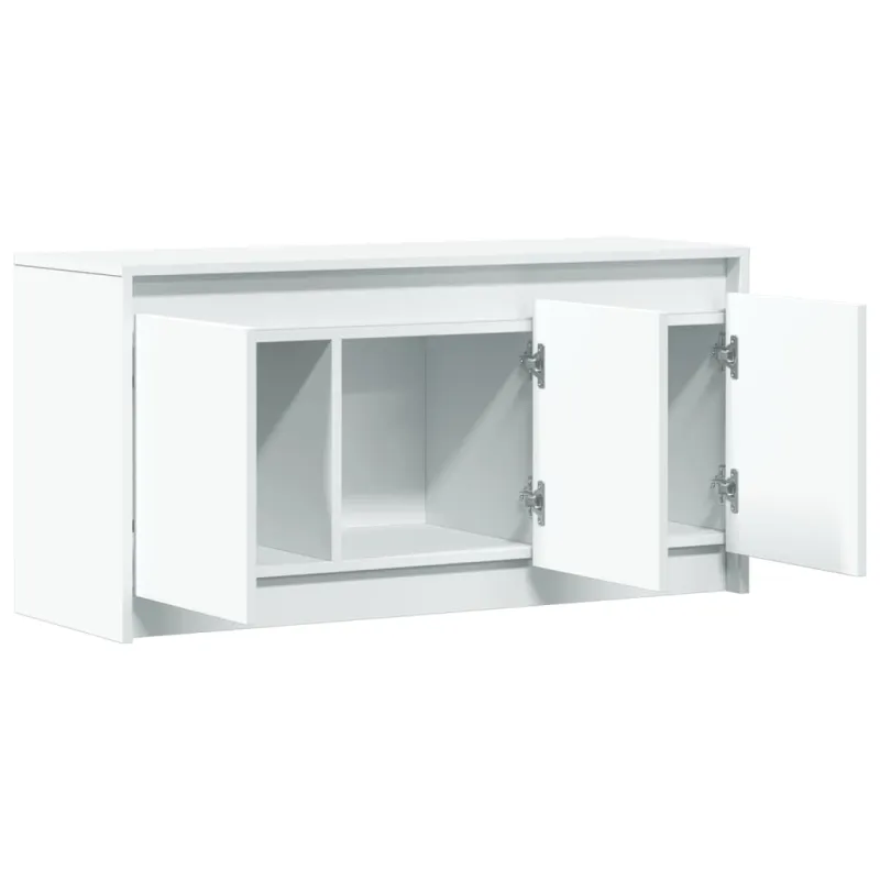 Televizoriaus spintelė su LED, balta, 100x34x50cm, mediena