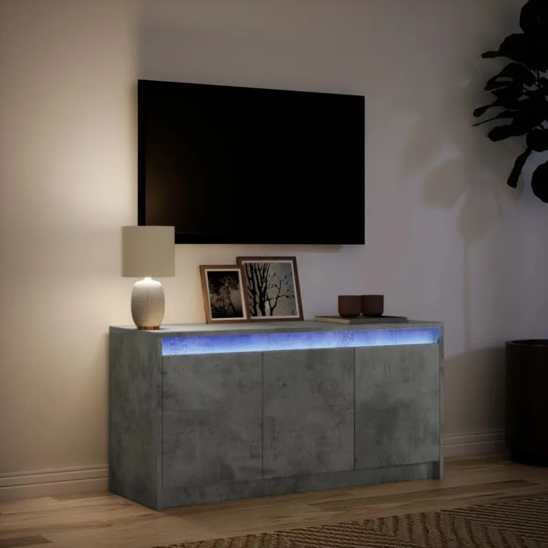 Televizoriaus spintelė su LED, betono, 100x34x50cm, mediena