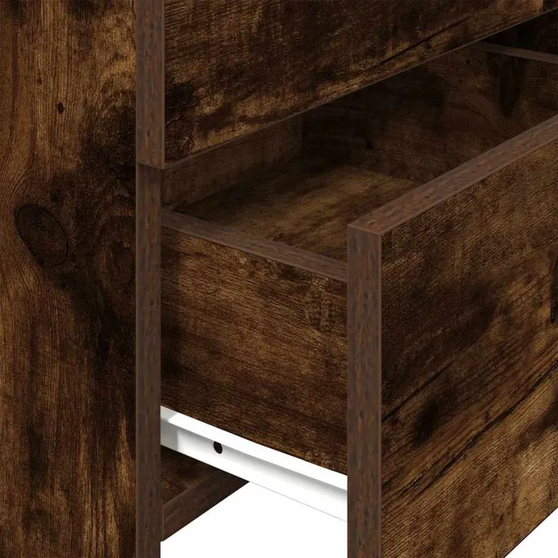 Naktinė spintelė su 2 stalčiais, dūminto ąžuolo spalvos, 40x36,5x62 cm