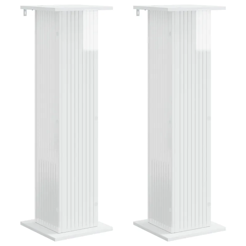 Augalų stovas 2 pcs Itin blizgi balta 30,5 x 30 x 100,5 cm