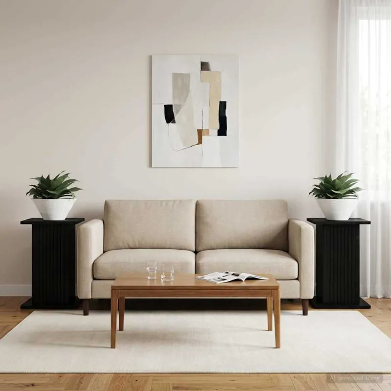 Augalų stovas 2 pcs Juoda 30,5 x 30 x 43 cm Apdirbta mediena