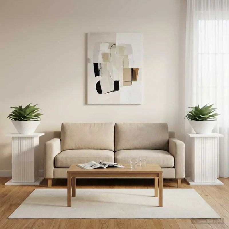 Augalų stovas 2 pcs Itin blizgi balta 30,5 x 30 x 43 cm