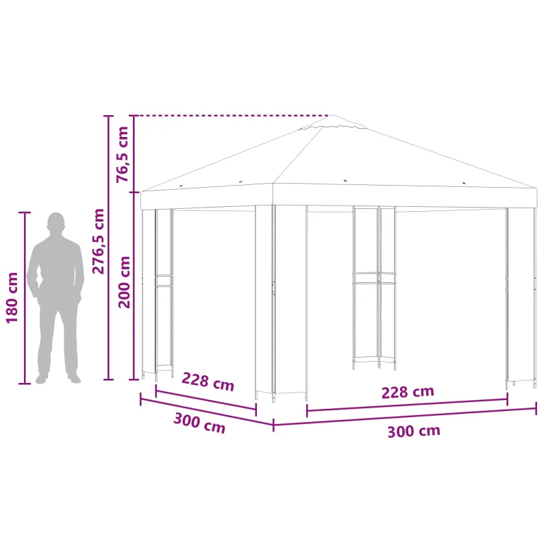 Pavėsinė 3 x 3 m Smėlio Poliesteris ir plienas 190 gsm