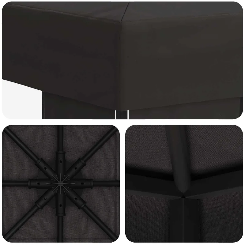 Pavėsinė 3 x 3 m Antracito Poliesteris ir plienas 190 gsm