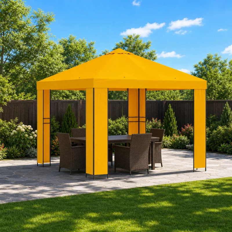 Pavėsinė 3 x 3 m Geltona Poliesteris ir plienas 190 gsm