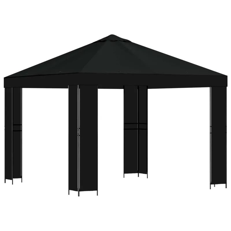 Pavėsinė 3 x 3 m Juoda Poliesteris ir plienas 190 gsm