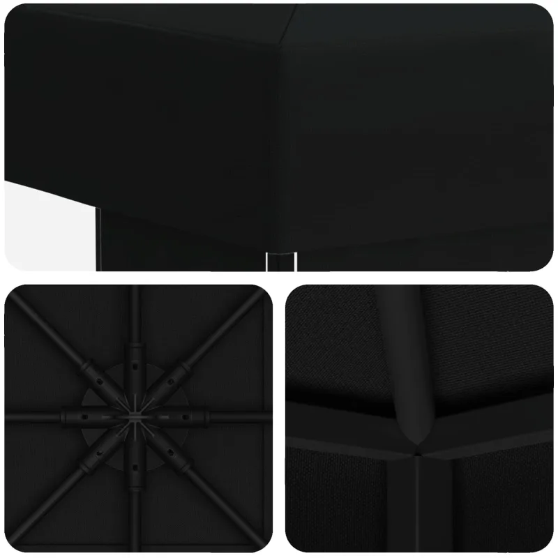 Pavėsinė 3 x 3 m Juoda Poliesteris ir plienas 190 gsm