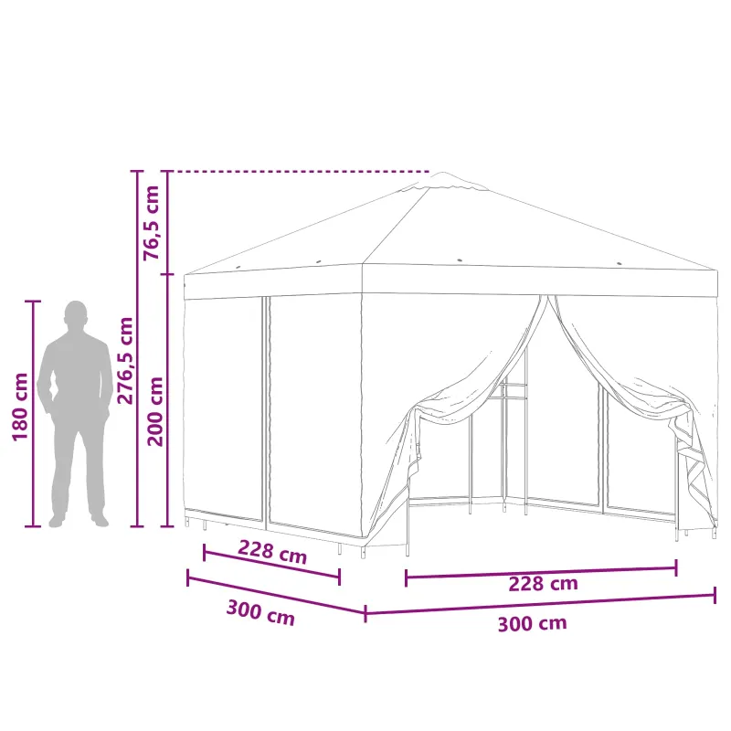 Sodo pavėsinė su šoninėmis sienelėmis 3 x 3 m Mėlyna